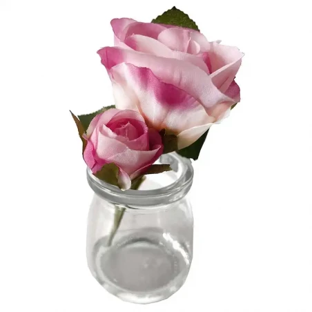 Rosbukett I Glas Pink Cm Konstgjord Blomma