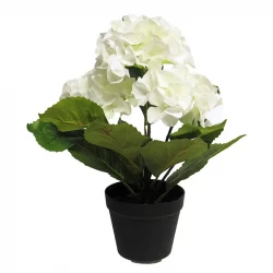 Hortensia i kruka, 45cm, vit, konstgjord blomma