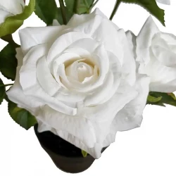 Ros i kruka, 25cm, vit, konstgjord blomma