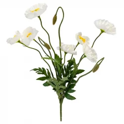 Vallmobukett, vit, 36cm, konstgjord blomma