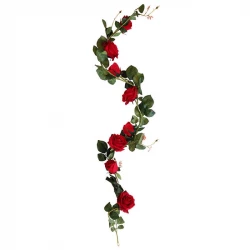 Rosranka, med 8 rosor, Röd, 145cm, konstgjord ranka