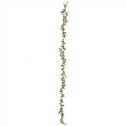 Ranka med miniblommor, ljusorange / grön, 86 cm, konstgjord blomma