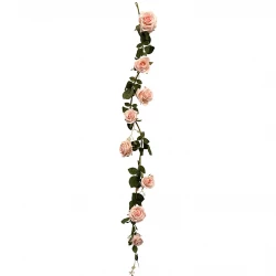 Rosranka, m 8 rosor, rosa, 145cm, konstgjord ranka