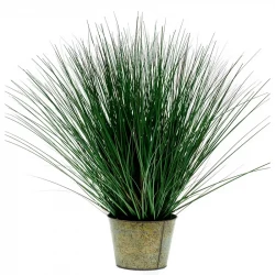 Gräs i zinkkruka, 80cm, konstgräs