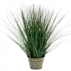 Gräs i zinkkruka, 50cm, konstgräs