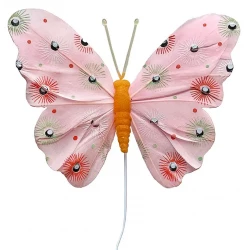 Fjärilar på ståltråd, 3 färger, 3 st, konstgjorda fjärilar