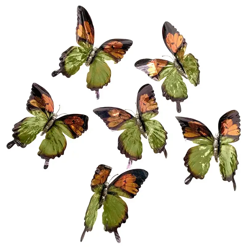 Fjärilar på klämmor, Orange, 6 st, Konstgjorda Djur