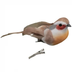 Fåglar på klämma, 6 st, brun, 12,5 cm, konstgjord fågel