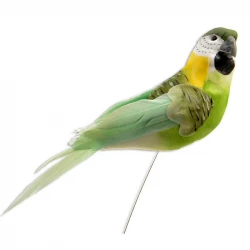 Fågel på pinne 23 cm Grön, konstgjort djur