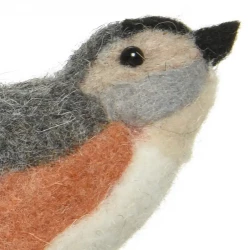 Fågel med upphängning, orange/grå, filt, 9 cm, konstgjord fågel