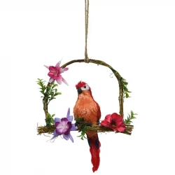 Papegoja på gunga, röd, 45cm
