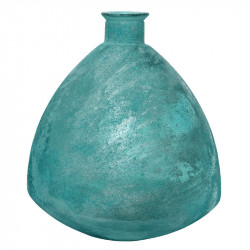 Knubbig Vas, antik look, aqua, H: 44 cm