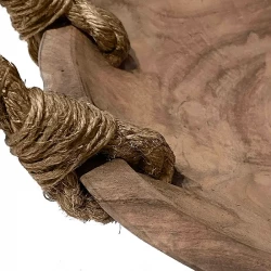 Träfat teak med handtag i rep, 48cm, natur