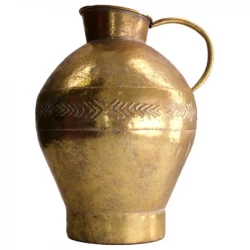 Vas/kanna i metall med mönster och handtag, guldlook, 32cm
