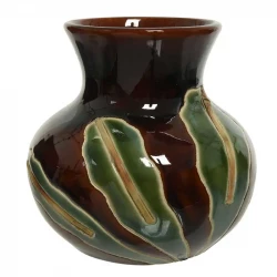 Handgjord vas m bladmotiv, 18cm
