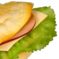 Smörgås med skinka, ost och sallad, konstgjord mat