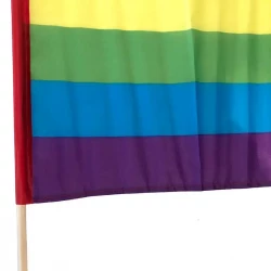 Flagga på träpinne, regnbåge, H 76cm (flagga 31x45cm)