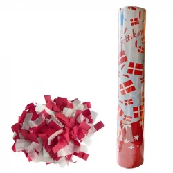 Konfettirör på 30 cm med röd/vit konfetti