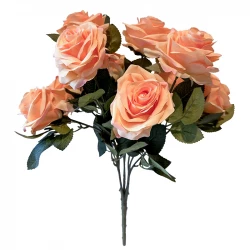 Rosen buket, 10 roser, fersken, 42cm, kunstig blomst