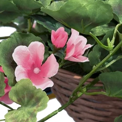 Pelargon, geranium, hängande i korg, UV, 45cm, konstgjord blomma