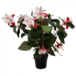 Fuchsia i kruka, 30cm, vit, konstgjord blomma