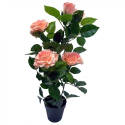 Rose i kruka, 56cm, persiko, konstgjord blomma