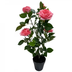 Ros i kruka, 56cm, pink, konstgjord blomma