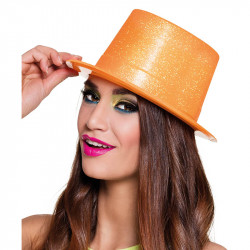 Hög hatt med glitter, Orange
