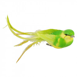 Fågel med klämma, 4x18cm, grön, konstgjorda djur