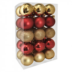 Julkulor, guld-röd mix, 6cm, 30st / förpackning