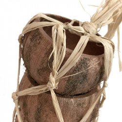 Kokosskål, natur och kopparsträck, 3 st.per paket